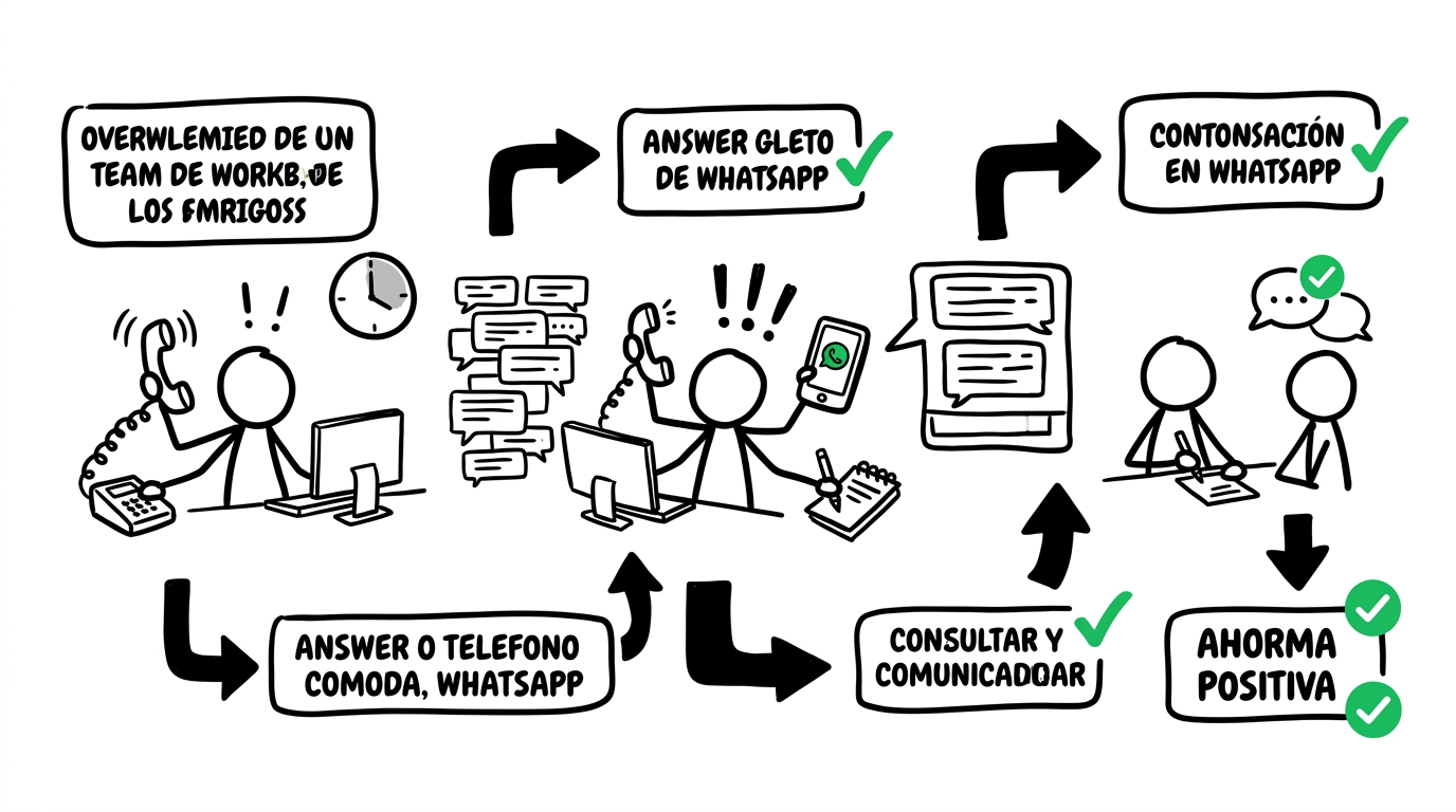 Equipo intentando atender WhatsApp mientras ejecuta otras tareas