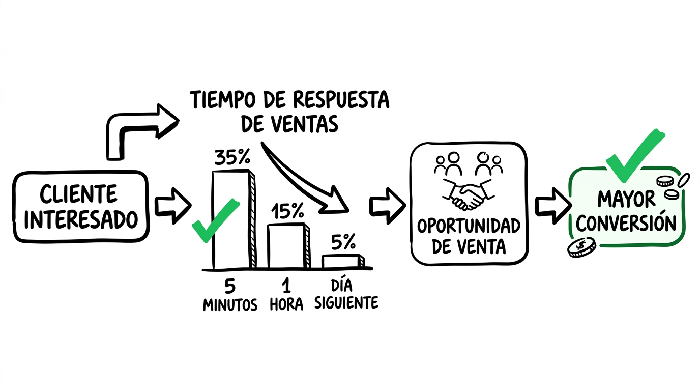 Comparación de tasa de conversión: respuesta inmediata vs. respuesta al día siguiente