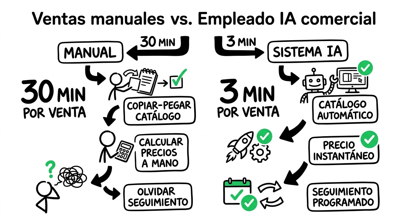 Ventas manuales vs. Empleado IA comercial