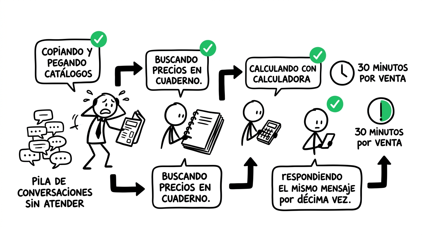 Equipo comercial atascado en WhatsApp manual